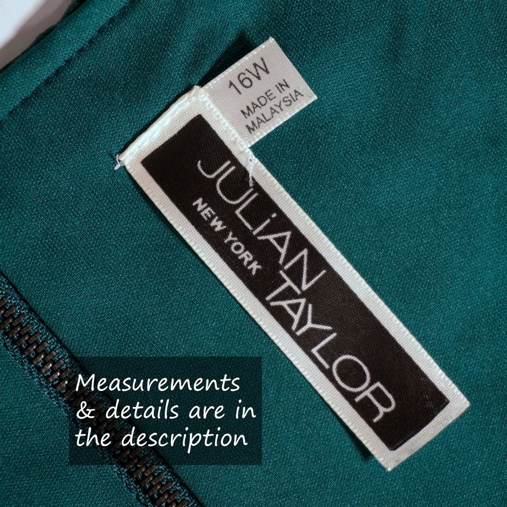Julian Taylor Jacquard Fit and Flare Dress Emerald Green 1X XL Sleeveless - Picture 5 of 7